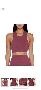 SET Active Sportbody High Neck Crop Tank Burgundy Wine Size S